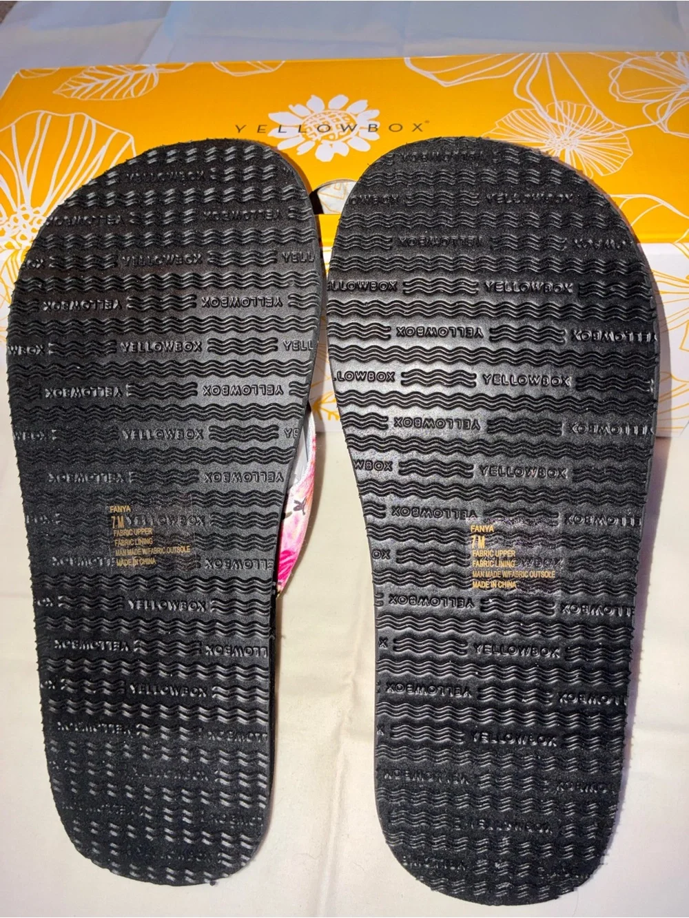 NEW Yellow Box Fanya Floral Wedge Flip Flops Sandals Sz 7M - Picture 3 of 3